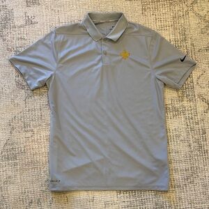 Nike New Orleans Saints Light Gray Polo with Gold Fleur-de-Lis